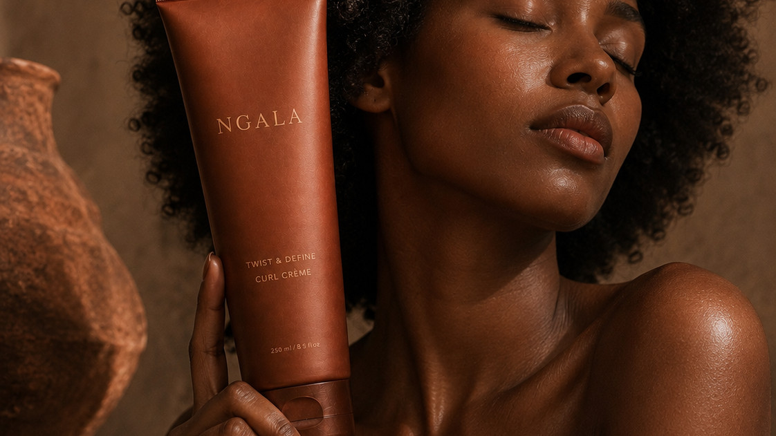A woman holding the Twist & Define Curl Crème