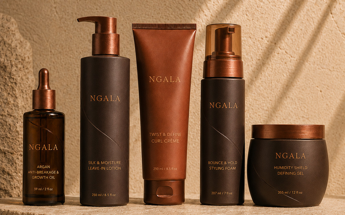 All five NGALA products on a sandstone plinth