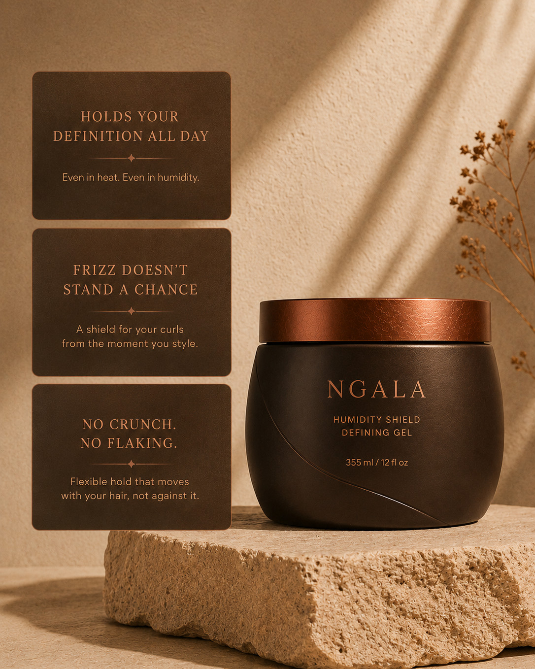 The Humidity Shield Defining Gel on sandstone